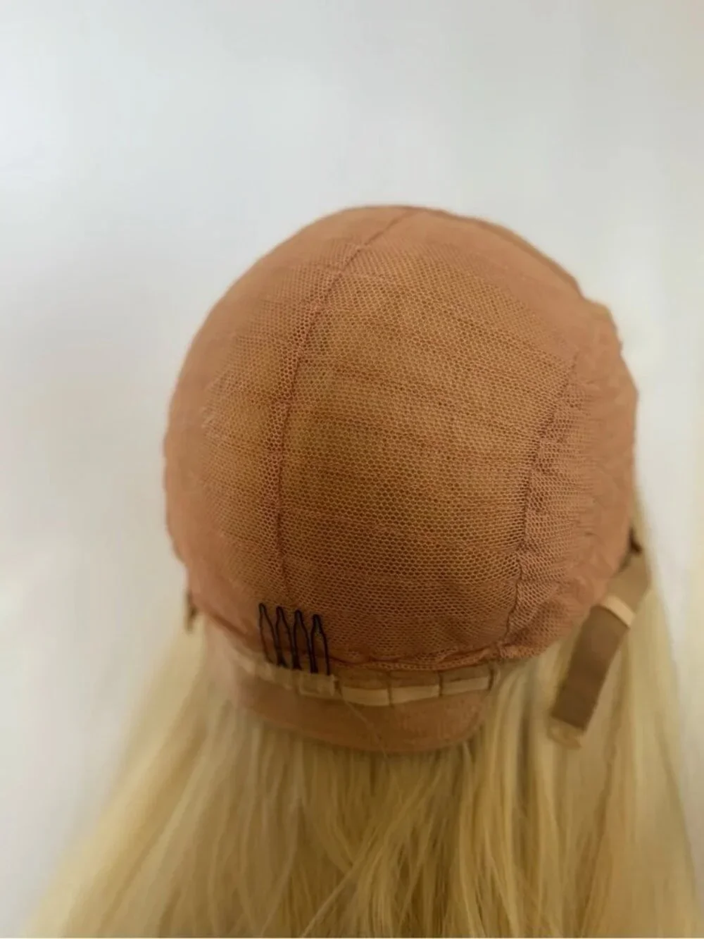 Long light Blonde Synthetic Lace Front Wig | Straight Middle Part